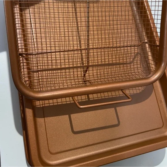2 pack Copper Chef Oven Air Fryer Crisper Non-Stick Tray Sets - Dishwasher Safe - Picture 2 of 13